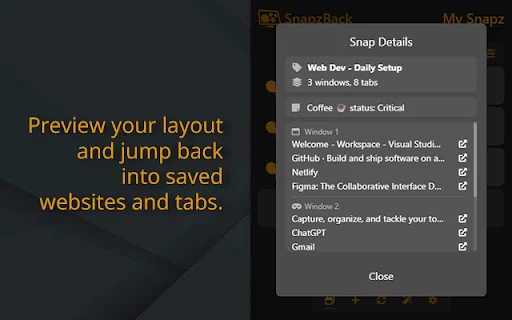 SnapzBack: Kelola Layout Tab Chrome Anda dengan Mudah & Efisien - Screenshot 4