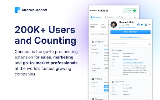 Clearbit Connect: Temukan Email B2B Terverifikasi Gratis - Screenshot 1