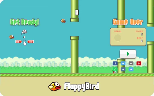 Mainkan Flappy Bird Offline di Chrome – Game Klasik Seru - Screenshot 2