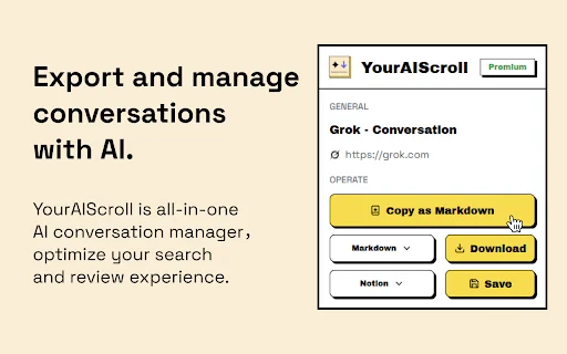 YourAIScroll Terbaru – Ekspor Riwayat Chat AI ke Markdown - Screenshot 1