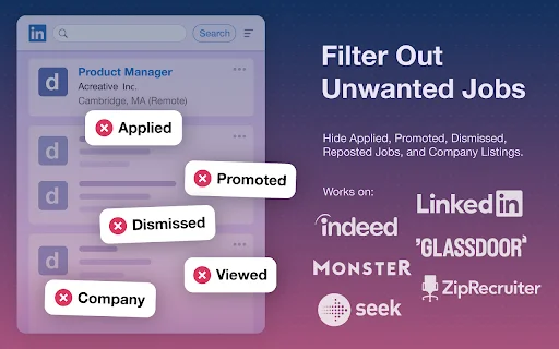 HideJobs: Filter Lowongan Kerja Efektif – Unduh Ekstensi Terbaru - Screenshot 1