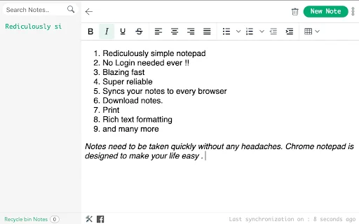 Notepad untuk Chrome – Catatan Sinkronisasi Cepat & Gratis - Screenshot 1