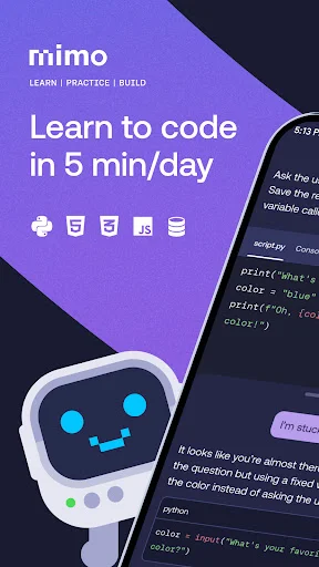 Belajar Coding Python & JavaScript di Mimo – Download Sekarang - Screenshot 1